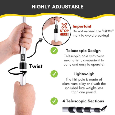 Flirt Pole for Dogs - Safe & Strong for Large Breeds - Heavy-Duty Teaser Wand for Tug of War and Puppy Training