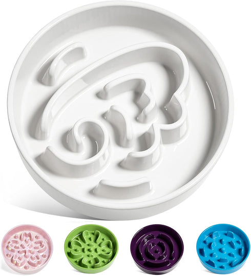 LE TAUCI Slow Feeder Dog Bowls Ceramic,3 Cups Slow Feeding Dog Bowl