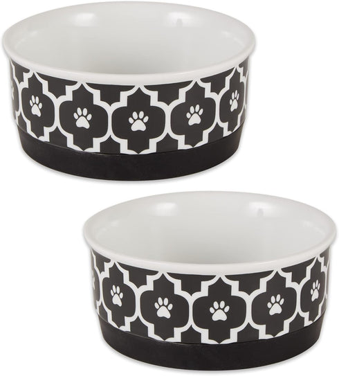 Bone Dry Lattice Collection Pet Bowl & Canister, Small Set, 4.25x2 inches, Black, 2 Piece