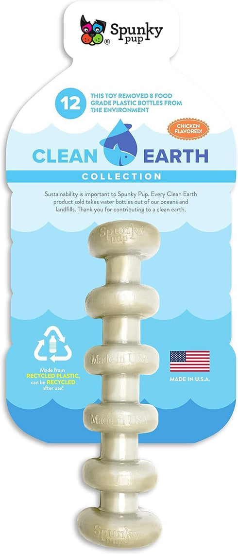 Spunky Pup Clean Earth Recycled Stick, Made in USA from 100% Recycled Water Bottles, Gray