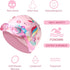 Geyoga 2 Set Swim Cap Kids Unicorn Silicone Waterproof, 2 Swim Caps with 2 Goggles for Kids at Beach Pool