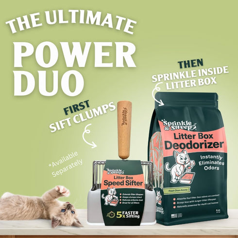 Sprinkle & Sweep Litter Box Deodorizer, Non-Toxic Cat Litter Deodorizer, Eliminates Foul Odors, One Month Supply (8oz)