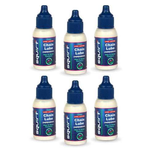 Squirt Chain Lube for Bikes, 0.5 Oz, Long-Lasting All-Weather Dry Chain Lube, Bike Maintenance Aid, 6 Pack