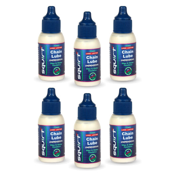 Squirt Chain Lube for Bikes, 0.5 Oz, Long-Lasting All-Weather Dry Chain Lube, Bike Maintenance Aid, 6 Pack
