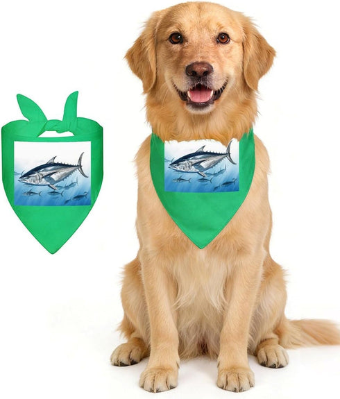 LZQPOEAS Bluefin Tuna Thunnus Dog Bandana, Classic Plaid Dog Bandanas for Small Medium Large Dogs, Adjustable Washable