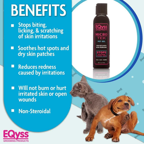 EQyss Micro-Tek Leave-On Pet Gel, Soothe Dry Irritated Skin, Stops Itching, Scratching, Biting, Licking Hot Spots for