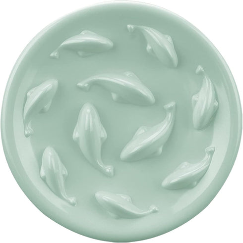 Slow Feeder Bowl for Cats and Small Dogs - Cilkus Fish Pool Design, Dishwasher Safe, Green