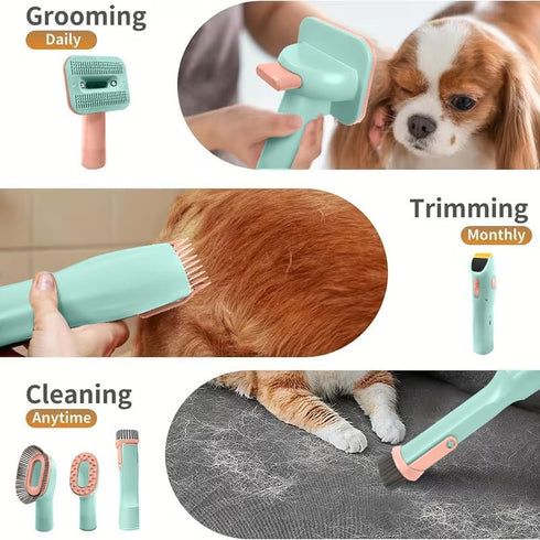 Generic <65dB, All in One Pet Grooming Kit with Vacuum, Low Noise Hair Collection and Suction, for Dogs and Cats (Light