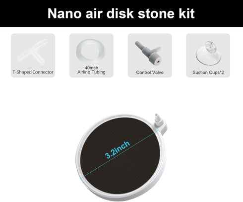 boxtech Air Stones for Fish Tank, 3.2 Inch Ultra-High Dissolved Oxygen Diffuser for 30-70 Gallon Hydroponics