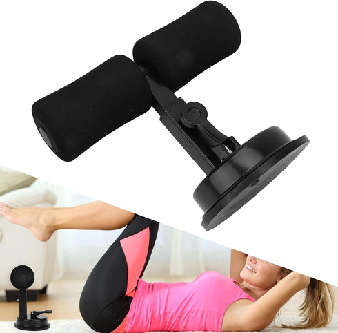 Sit-up Aid | Portable Adjustable Sit Up Bar for Floor | Abdominal Muscle Exercise Equipment for Body Building (Black)