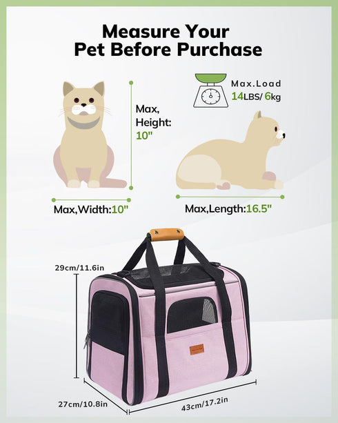15lbs,with Morpilot Portable Cat Carrier - Soft Cat Carrier for Medium Cats and Puppy up to Dual-Sided Cushion, Secure