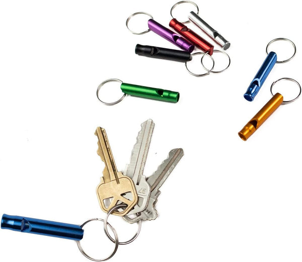 Set of 12 Extra Loud Whistles - Camping, Hiking, Hunting, Sports, Emergency Situations, Sturdy Aluminium Key Chain