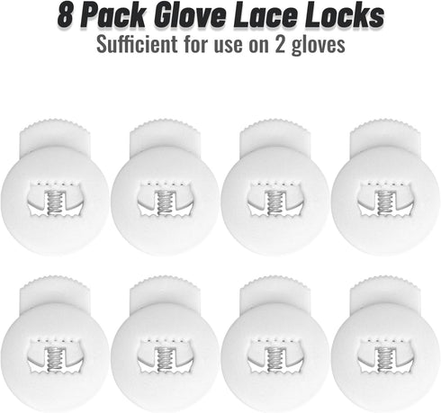 Jomeya 8 Pack Glove Locks, Universal Fit Baseball and Softball Lace Locks, No More Knots Required