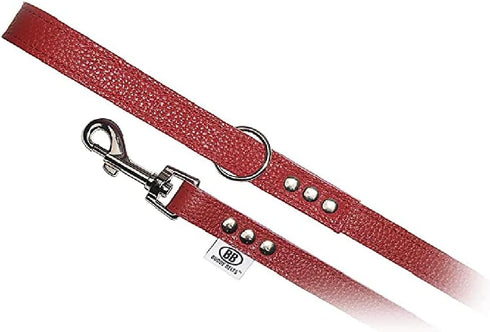 BUDDY BELT All Pebble Grain Leather Leash, Premium Edition, Red, 3/4" x 4'