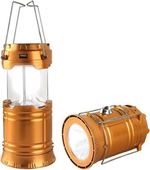LED Camping Lantern, Solar and Rechargeable, Collapsible Portable Light for Daily Use and Emergencies