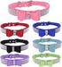 Small Dog Collar with Bowknot, Bling Crystal Rhinestone Adjustable Soft Puppy Cat Pet Collars, Pink Medium