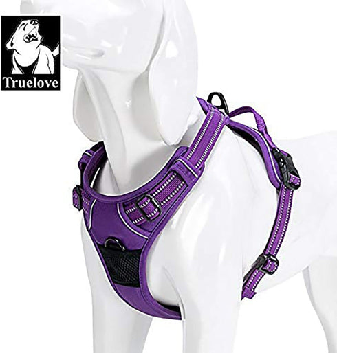 TRUE LOVE TLH5651 Adjustable No-Pull Dog Harness, Reflective Pup Vest, Comfortable Control, Brilliant Colors (Purple, L)