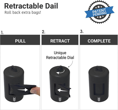 SVD.PET Dog Poop Bag Dispenser, Retractable Waste Bag Dispenser, Lightweight Poop Bag Holder, Stretchy Strap Fits Any Dog Leash, Dog Walking Accessory (Black) by SVD.PET