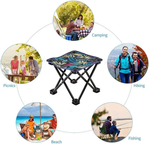 yauuzo Samll Backpacking Portable Folding Stool, Compact Lightweight Camping Stool, Outdoor Camping Chair for Fishing