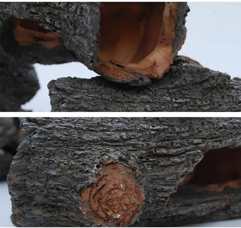 Zerodis Log Hollow Tree Trunk Ornament, Artificial Wood Fish House Decoration for Betta Turtles Reptiles