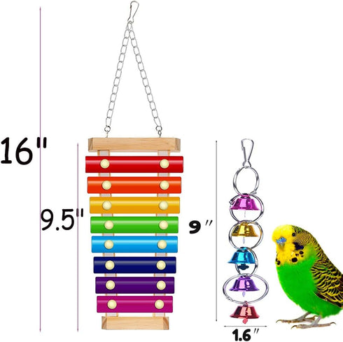 Finch Colorful Bird Xylophone Toy Interactive Training Toy Bird Cage Bell Toy Accessories Music Musical Enrichment