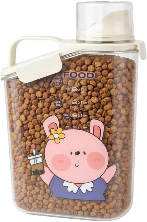 Generic Cute Bunny Pet Food Storage Container (6 lbs Capacity), Airtight Plastic Bin