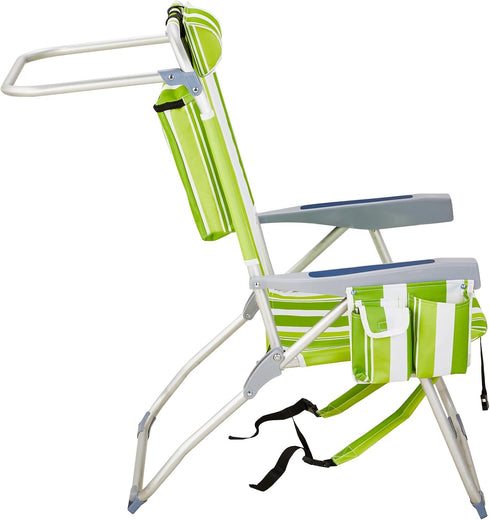 Pinikuyiro Backpack 5-Position Folding Beach Chairs,Portable Lay Flat Foldable Chair with Cup Holder and Towel Bars