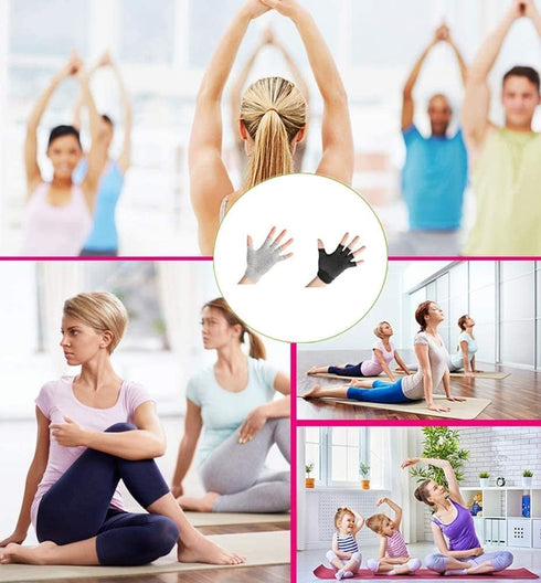 YL TRD 2 Packs of Non-Slip Fingerless Yoga Gloves, Exercise Workout Gloves