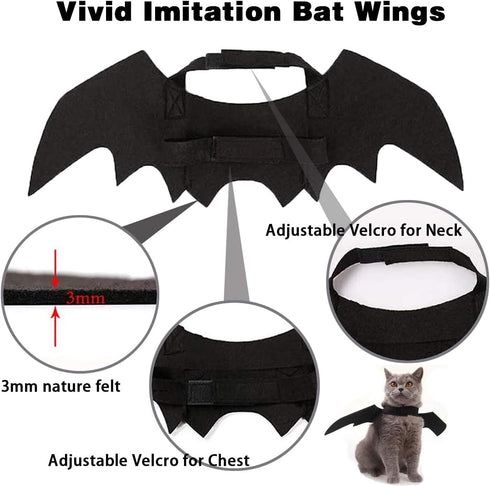 Tealots Halloween Dog Costume - Adjustable Pet Bat Wings for Small Medium Large Dogs, Funny Cat Outfit (L)