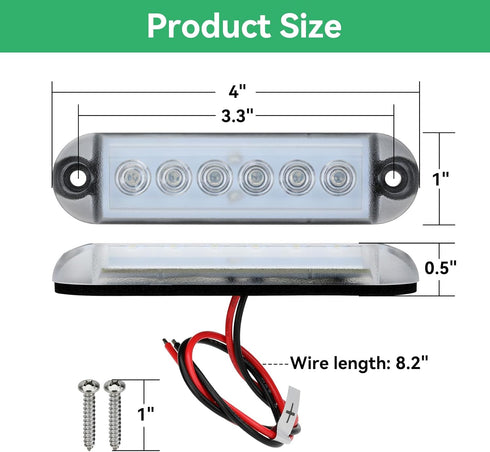 12V 4PCS, 4 Inches IP67 Sailboat RGBW Boat LED Courtesy Light Marine Courtesy Light Strip, Waterproof Boat Interior