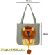 Dog Tote Bag with Zipper Cat Shoulder Carrier Lion-Shaped Pet Canvas Bag for Daily Use Walking Travel (L,Dark Grey)