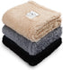 1 Pack 3 Calming Blankets - Fluffy Premium Fleece Pet Blanket - Soft Sherpa Throw for Dog Puppy Cat (Beige/Black/Grey,