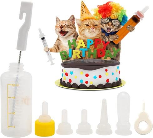 Puppy Kitten Nursing Bottle for Newborn Baby Dog Cat Rabbit Feeding with Nipples Feeder Kit