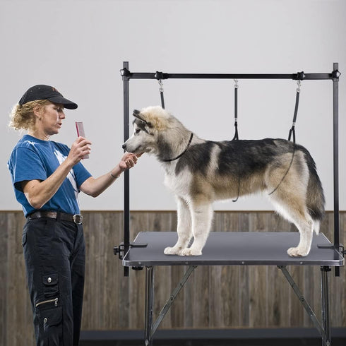 H-Shape Dog Grooming Arm with Clamp, Heavy Duty Adjustable Pet Grooming Table Arm for Large & Small Pets