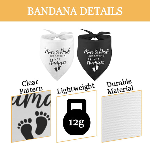 2 Pack Mom & Dad are Getting Me a Human Dog Bandana: Pregnancy Announcement Gender Reveal Photo Prop Pet Scarf