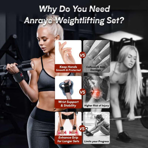 Set Weight Lifting Hooks & Wrist Straps Lifting Hooks with Anti-Slip Grip, Adjustable Wrist Wraps for Weightlifting
