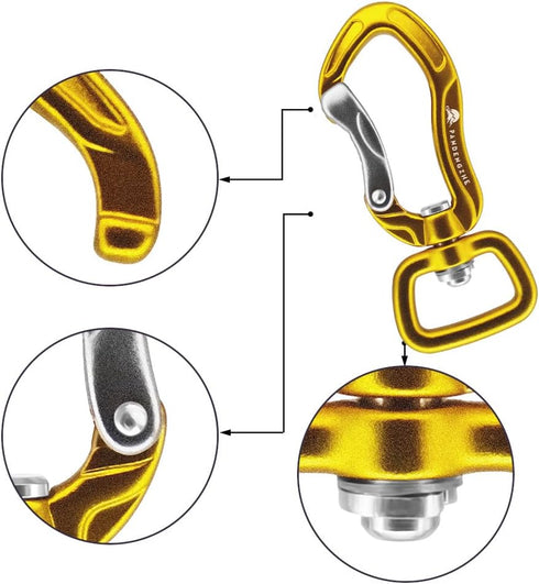 360º Swivel Locking Carabiner 2" for Securing Pets, Dog Leash and Harness, Camping, Hiking, Keychains (2 Pack)