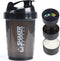 Protein Shaker Bottle - Leak Proof Sports Water Bottle for Protein Mixer, 16 oz Shake Cup with Storage (Black)