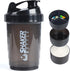 Protein Shaker Bottle - Leak Proof Sports Water Bottle for Protein Mixer, 16 oz Shake Cup with Storage (Black)