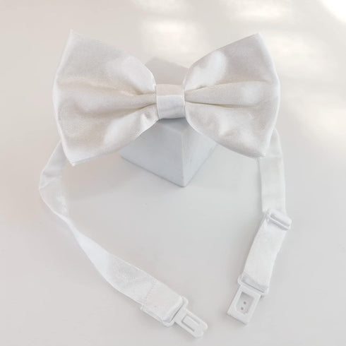 KOOLMOX Adjustable White Dog Collar Bow Tie, 2-Pack for Medium and Large Dogs, Cats, Wedding Costumes