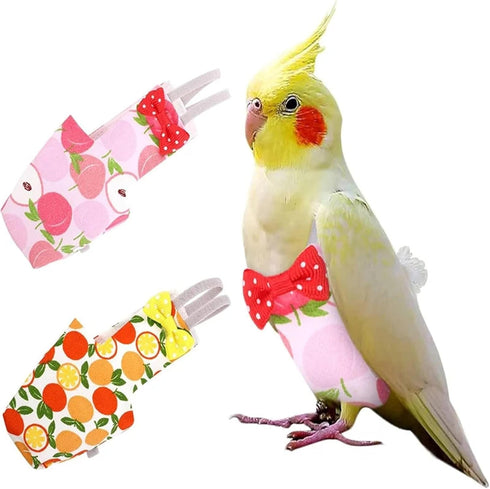 ZYZFLDFHzyz 5) Parrot Diaper with Bowtie Cute Cockatiel Pigeons Pet Birds Flight Suit Clothes(Style