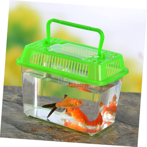 Betta Fish Tank LED Fish Tank Plastic Aquarium Gallon Fish Bowl Small Betta Tank Fish Box with Portable Goldfish Bowl Frog Suite Travel Green Portable Fish Tank Travel Fish Tank