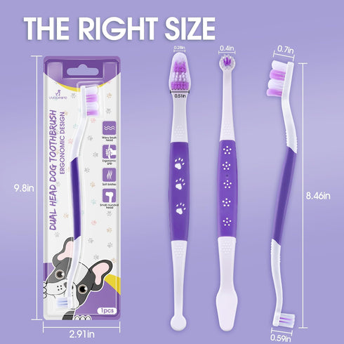 60 1-Pack) Dog Toothbrush Newly Upgraded Dual-Head Design with Wavy BristlesGently Surrounds Teeth for Deep Cleaning