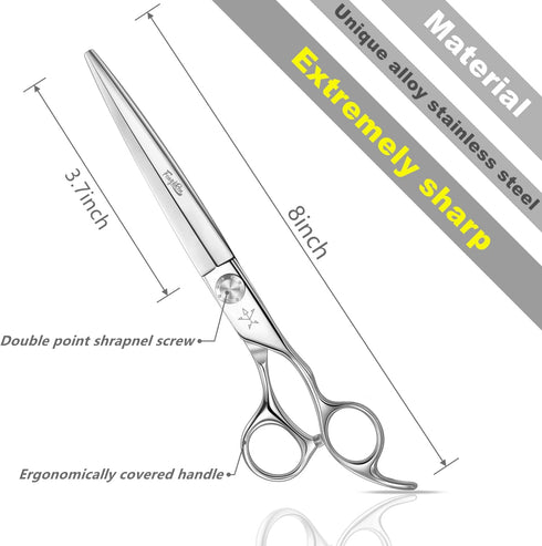 High-end Professional Dog Grooming Scissors, 7.5 Inch, Extremely Sharp, Advanced Stainless Steel Alloy for Dogs, Cats,