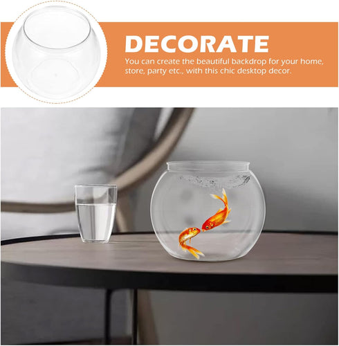 Ipetboom 1PC Desktop Fish Tank Hydroponic Container for Betta Fish, Acrylic Fish Bowl Decor, 19.5x18cm
