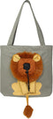Dog Tote Bag with Zipper - Cat Shoulder Carrier, Lion-Shaped Pet Canvas Bag for Daily Use, Walking, Travel (L, Dark