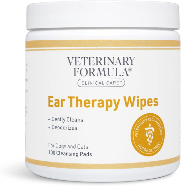 Veterinary Formula Clinical Care Ear Therapy Wipes, 100ct - Cat and Dog Ear Cleaner for Itchy Ears & Odor Removal