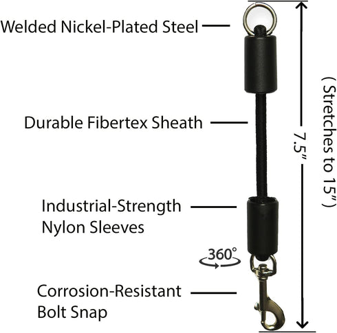 BUNGEE DOG LEASH EXTENSION – Patented Shock Absorber Attachment for Any Leash & Collar or Harness