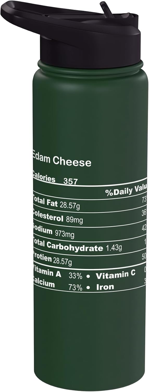 Family Matching Thanksgiving Tee for Family Funny Edam Cheese Thanksgiving Nutritional Fact Stainless Steel Insulated Water Bottle