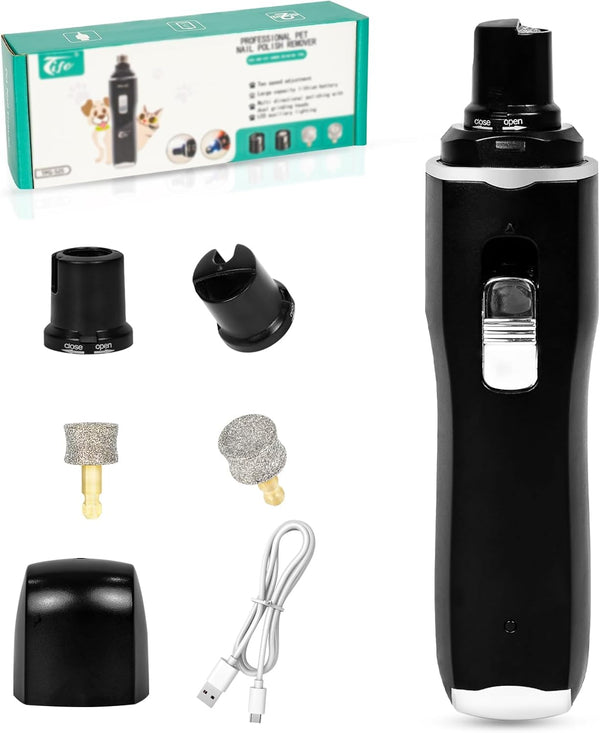 Tife Dog Nail Grinder,2 Speed Electric Rechargeable Dog Nail Trimmer,Quiet and Low-Vibration Pet